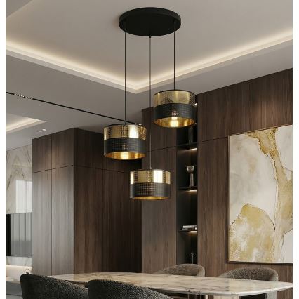 Hängeleuchte mit Kabel LUX 3xE27/15W/230V schwarz/gold