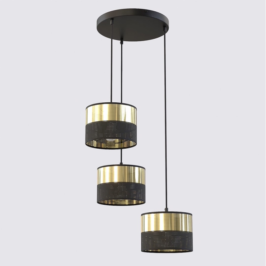 Hängeleuchte mit Kabel LUX 3xE27/15W/230V schwarz/gold