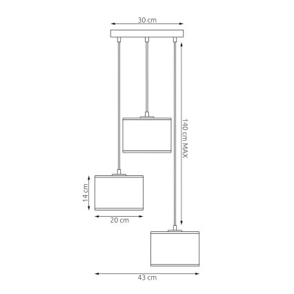 Hängeleuchte mit Kabel LUX 3xE27/15W/230V schwarz/gold