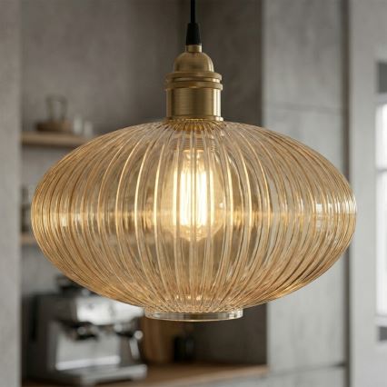 Hängeleuchte mit Kabel MILOU 1xE27/15W/230V gold/rauchbeige