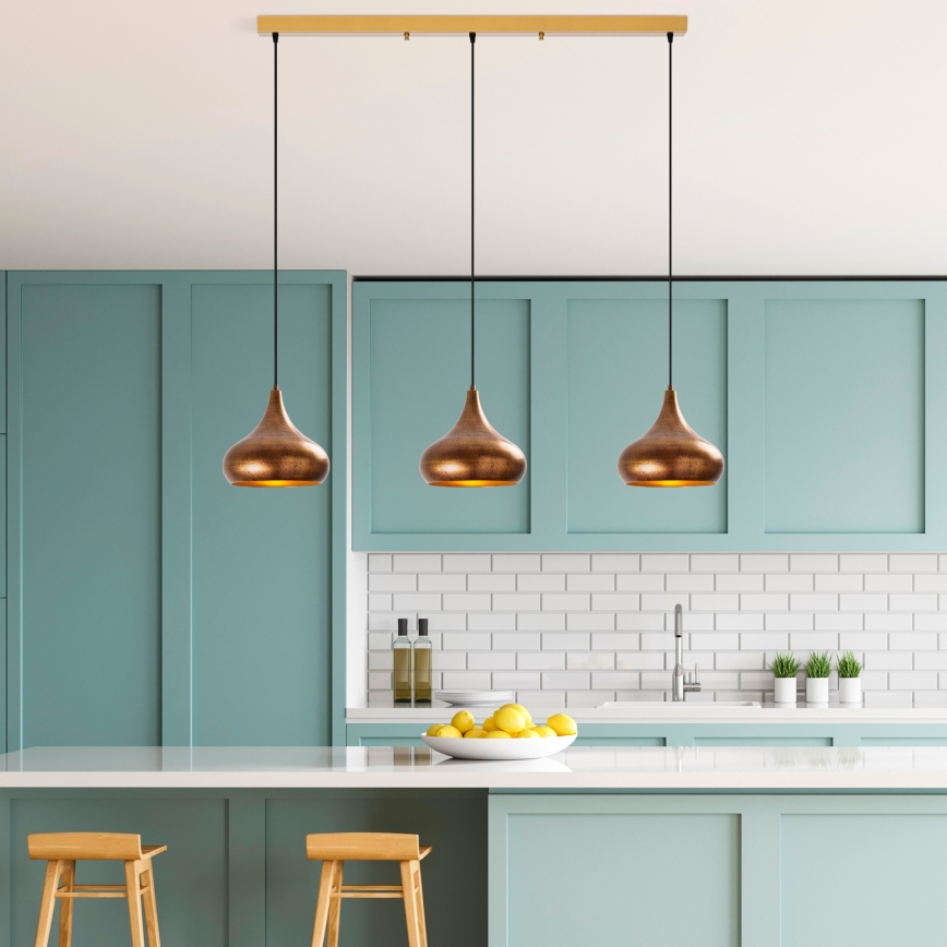 Hängeleuchte mit Kabel MUBA 3xE27/40W/230V, kupferfarben