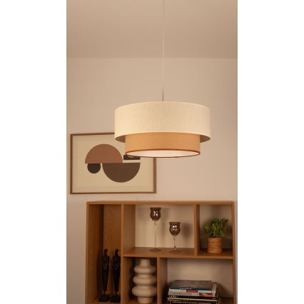 Hängeleuchte mit Kabel NATIA 1xE27/60W/230V Ø 45 cm weiß/braun