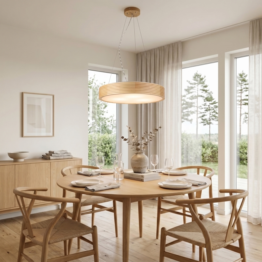 Hängeleuchte mit Kabel NATURAL MODERN 3xE27/15W/230V Ø 47,5 cm Kiefernholz