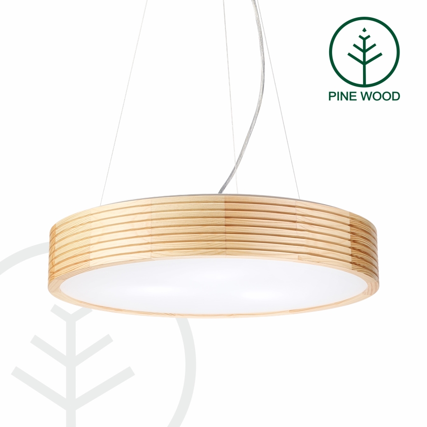 Hängeleuchte mit Kabel NATURAL MODERN 3xE27/15W/230V Ø 47,5 cm Kiefernholz