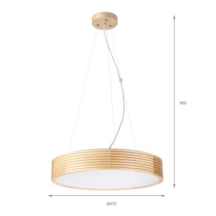 Hängeleuchte mit Kabel NATURAL MODERN 3xE27/15W/230V Ø 47,5 cm Kiefernholz