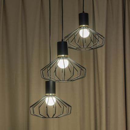 Hängeleuchte mit Kabel SOLANO 3xE27/15W/230V schwarz/gold