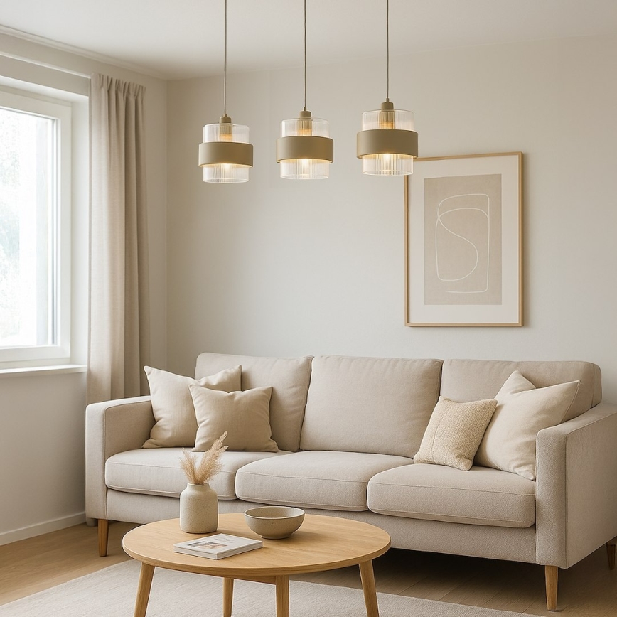 Hängeleuchte mit Kabel VALENTINO 3xE27/15W/230V beige/klar