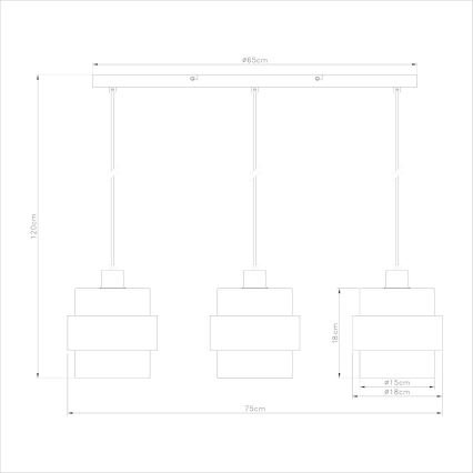 Hängeleuchte mit Kabel VALENTINO 3xE27/15W/230V beige/klar