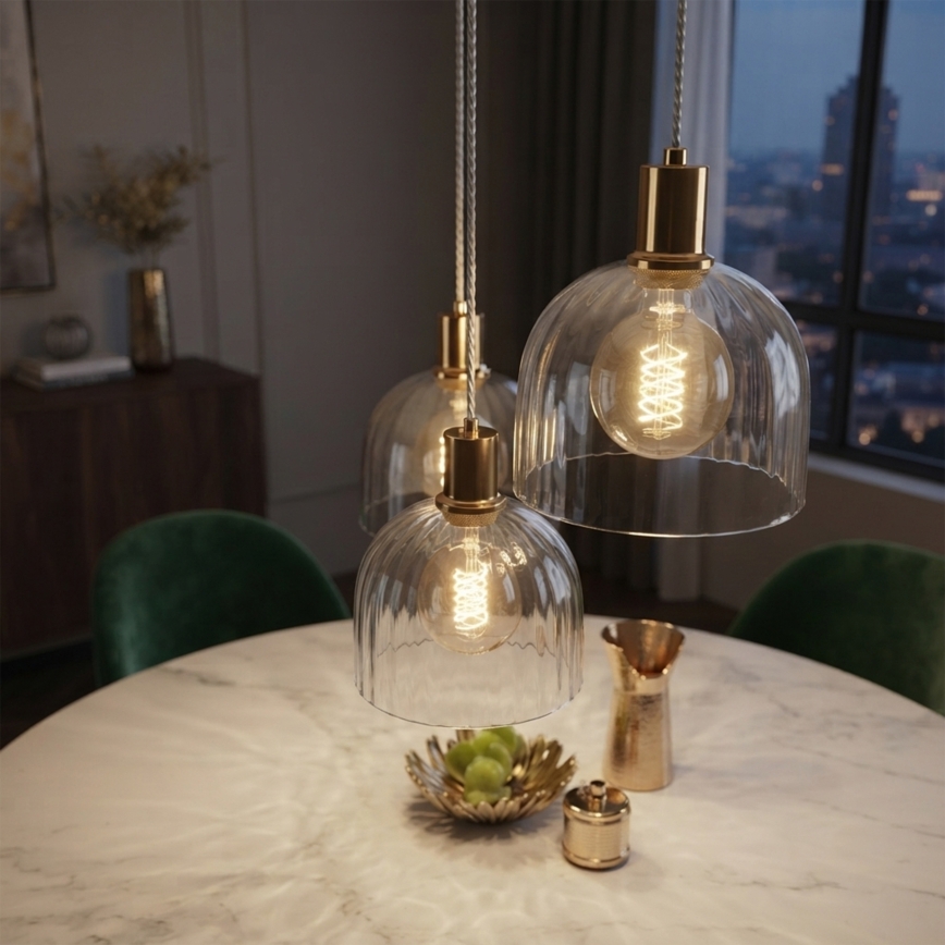 Hängeleuchte mit Kabel VIVE 3xE27/15W/230V goldfarben