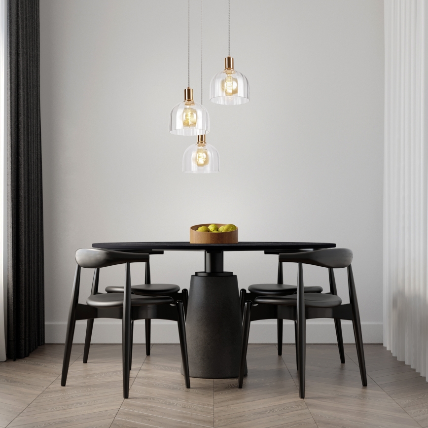 Hängeleuchte mit Kabel VIVE 3xE27/15W/230V goldfarben