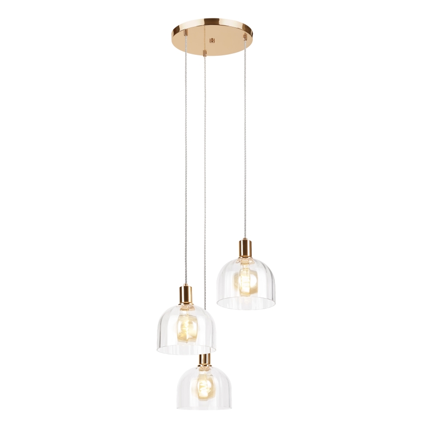 Hängeleuchte mit Kabel VIVE 3xE27/15W/230V goldfarben