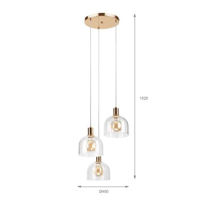 Hängeleuchte mit Kabel VIVE 3xE27/15W/230V goldfarben