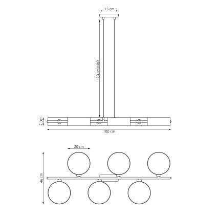 Hängeleuchte mit Kabelaufhängung DRUMZ 6xE14/10W/230V schwarz