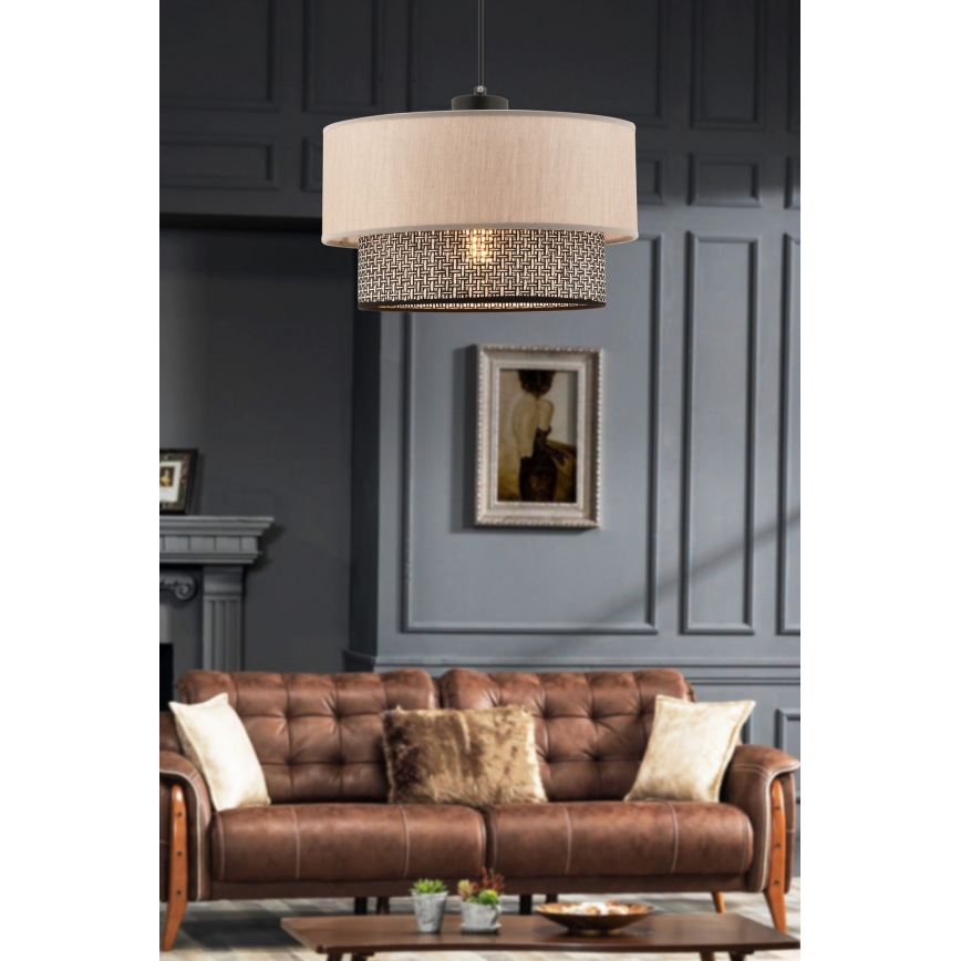 Hängeleuchte mit Kabelaufhängung ECHO 1xE27/60W/230V beige/grau