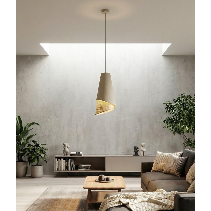 Hängeleuchte mit Kabelaufhängung MODA 1xE27/15W/230V beige/Rattan