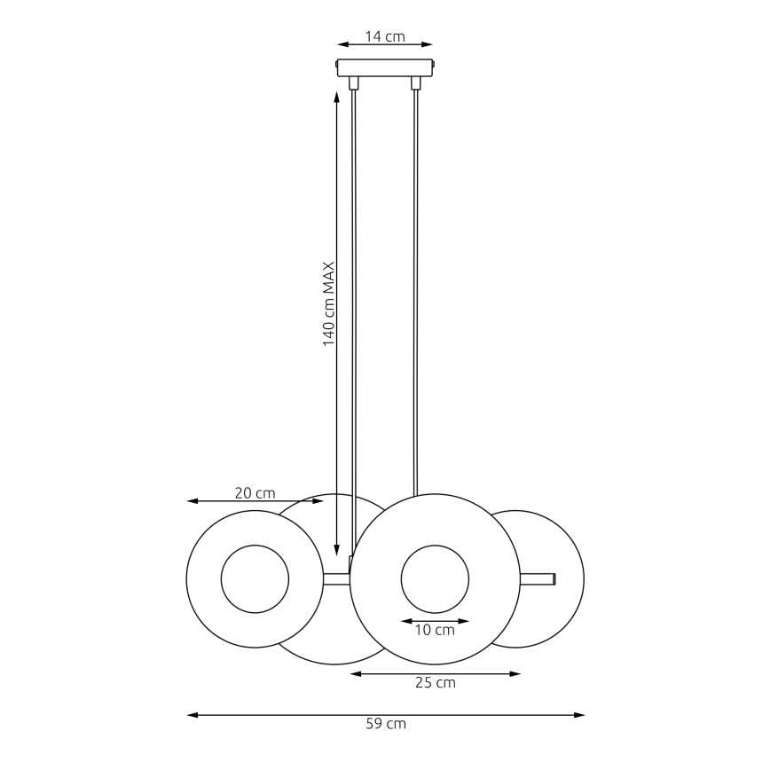 Hängeleuchte mit Kabelaufhängung UMBRA 4xG9/8W/230V schwarz