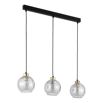 Hängeleuchte mit Seilaufhängung DEVI 3xE27/15W/230V schwarz/rauchglas