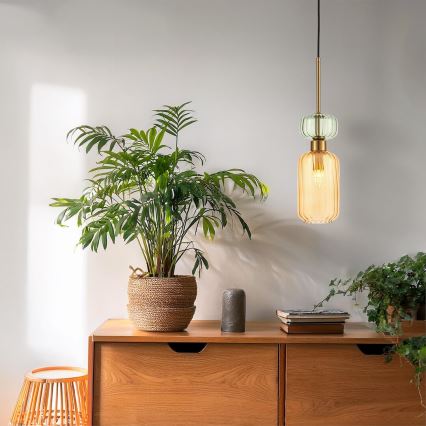 Hängeleuchte MOLLY 1xE14/40W/230V d 12 cm golden/orange/grün