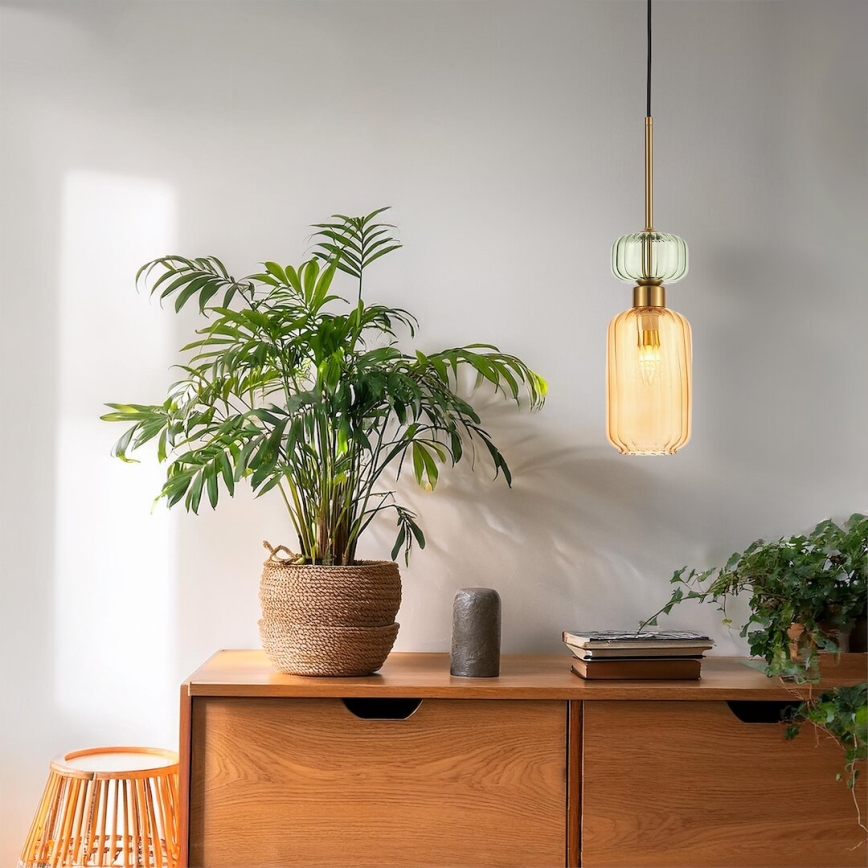 Hängeleuchte MOLLY 1xE14/40W/230V d 12 cm golden/orange/grün