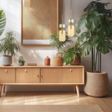 Hängeleuchte MOLLY 1xE14/40W/230V d 12 cm golden/orange/grün