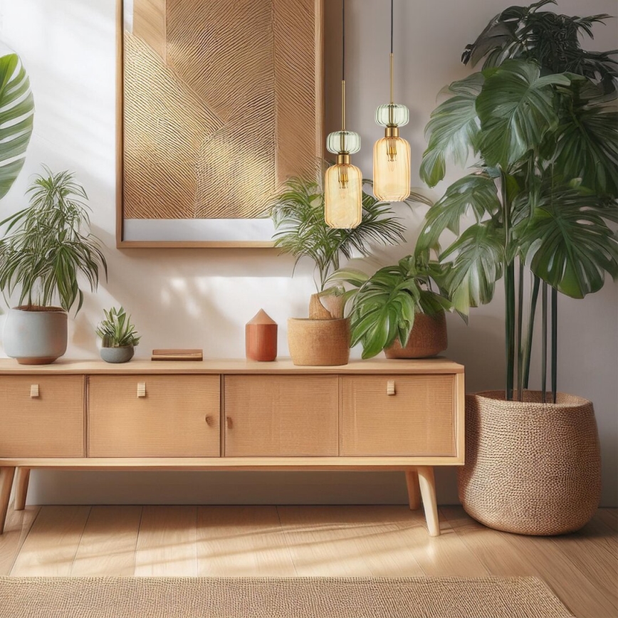 Hängeleuchte MOLLY 1xE14/40W/230V d 12 cm golden/orange/grün