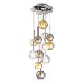 Hängeleuchte MUSCAT an Kabel 12xE14/40W/230V rauchfarben/gold/klar