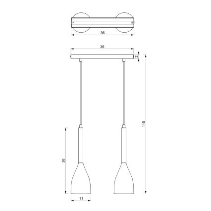 Hängeleuchte MUZA 2xE27/60W/230V