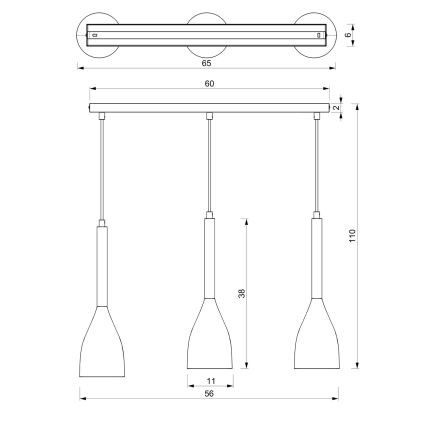 Hängeleuchte MUZA 3xE27/60W/230V