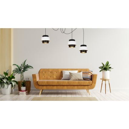 Hängeleuchte NESS 3xE27/60W/230V Spinne schwarz/weiß