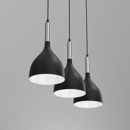 Hängeleuchte NOAK 3xE27/15W/230V schwarz/glänzendes Chrom