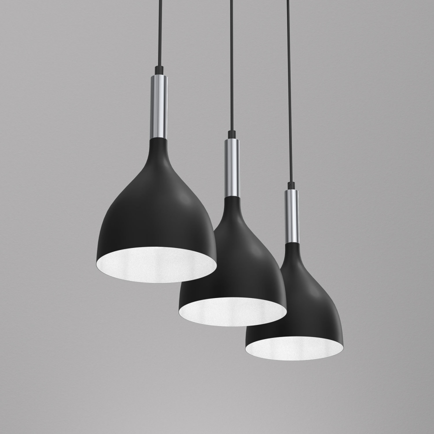 Hängeleuchte NOAK 3xE27/15W/230V schwarz/glänzendes Chrom