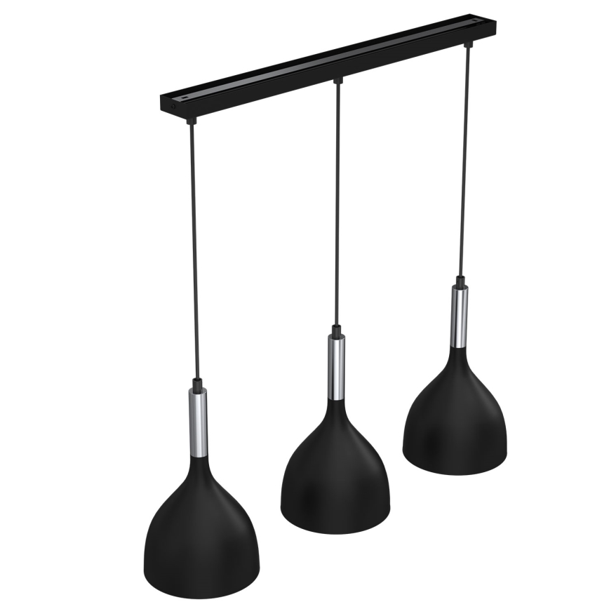 Hängeleuchte NOAK 3xE27/15W/230V schwarz/glänzendes Chrom