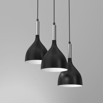 Hängeleuchte NOAK 3xE27/15W/230V schwarz/glänzendes Chrom