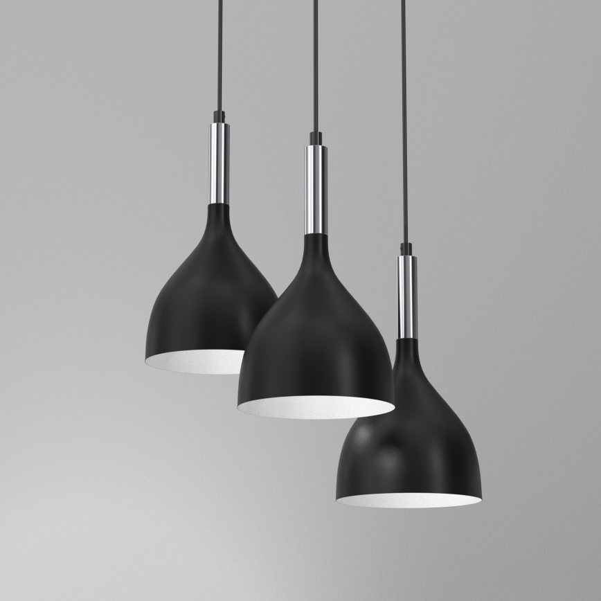 Hängeleuchte NOAK 3xE27/15W/230V schwarz/glänzendes Chrom