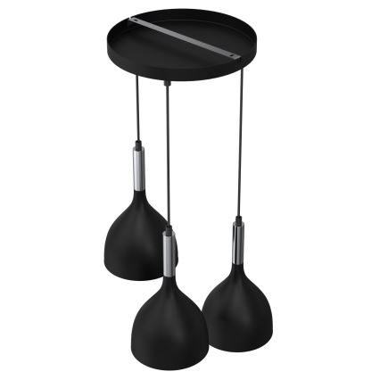 Hängeleuchte NOAK 3xE27/15W/230V schwarz/glänzendes Chrom