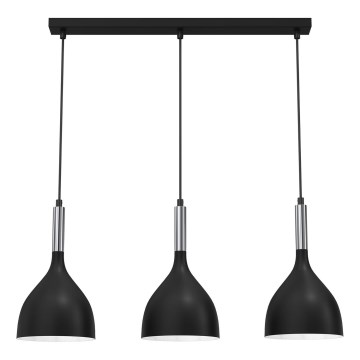 Hängeleuchte NOAK 3xE27/15W/230V schwarz/glänzendes Chrom