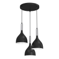 Hängeleuchte NOAK 3xE27/15W/230V schwarz/glänzendes Chrom