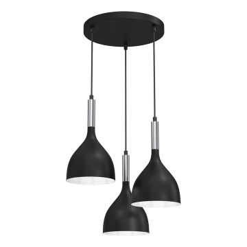Hängeleuchte NOAK 3xE27/15W/230V schwarz/glänzendes Chrom