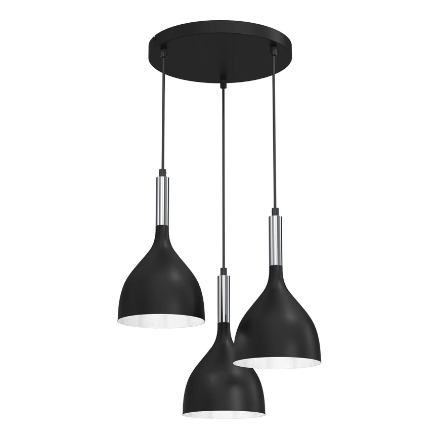 Hängeleuchte NOAK 3xE27/15W/230V schwarz/glänzendes Chrom