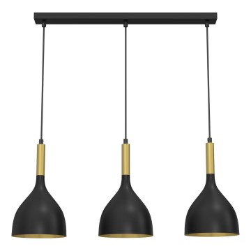 Hängeleuchte NOAK 3xE27/15W/230V schwarz/golden