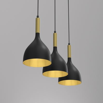 Hängeleuchte NOAK 3xE27/15W/230V schwarz/golden
