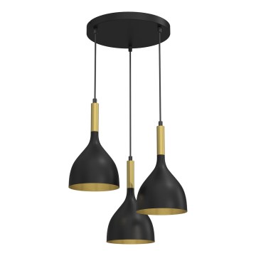 Hängeleuchte NOAK 3xE27/15W/230V schwarz/golden