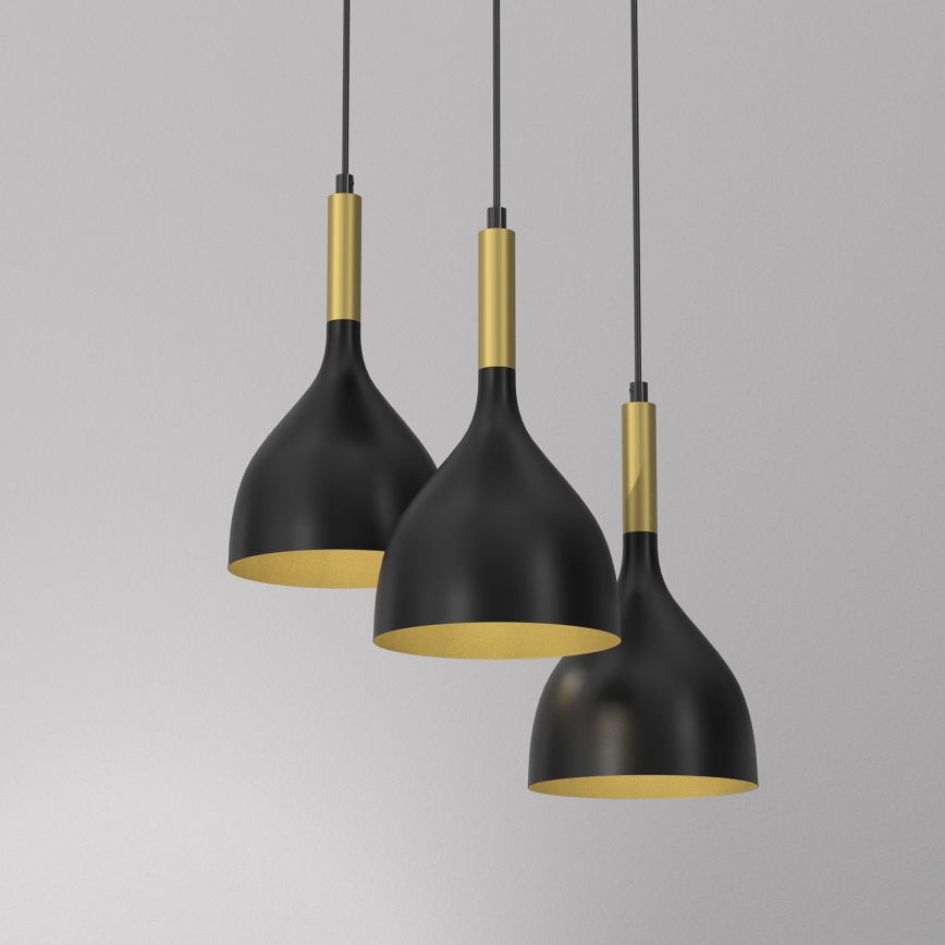 Hängeleuchte NOAK 3xE27/15W/230V schwarz/golden
