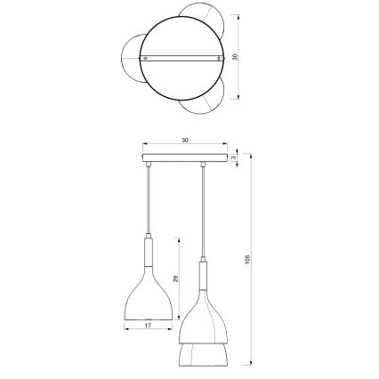 Hängeleuchte NOAK 3xE27/15W/230V weiß/glänzendes Chrom