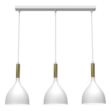 Hängeleuchte NOAK 3xE27/15W/230V weiß/golden