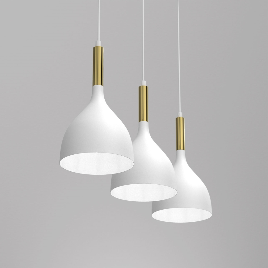 Hängeleuchte NOAK 3xE27/15W/230V weiß/golden