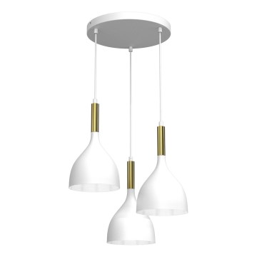 Hängeleuchte NOAK 3xE27/15W/230V weiß/golden