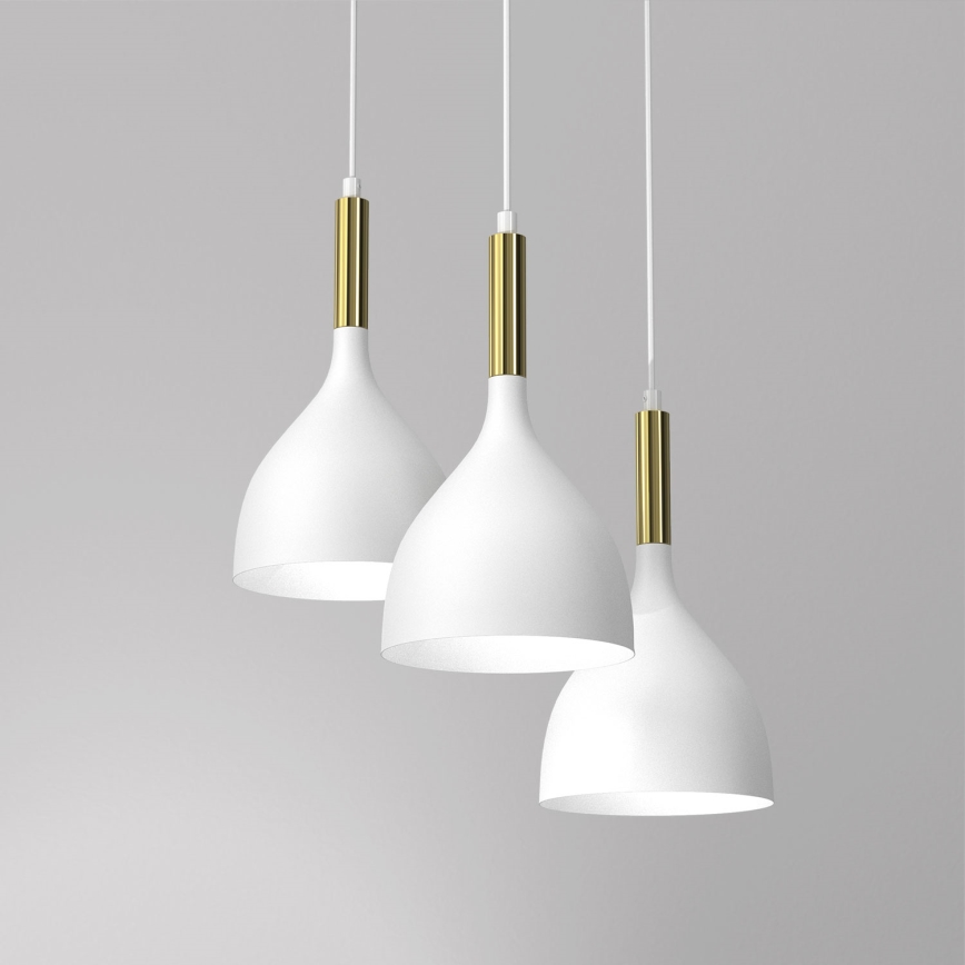 Hängeleuchte NOAK 3xE27/15W/230V weiß/golden