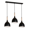 Hängeleuchte NOAK WOOD 3xE27/15W/230V schwarz/Buche