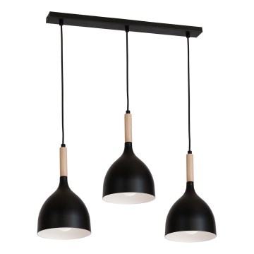 Hängeleuchte NOAK WOOD 3xE27/15W/230V schwarz/Buche